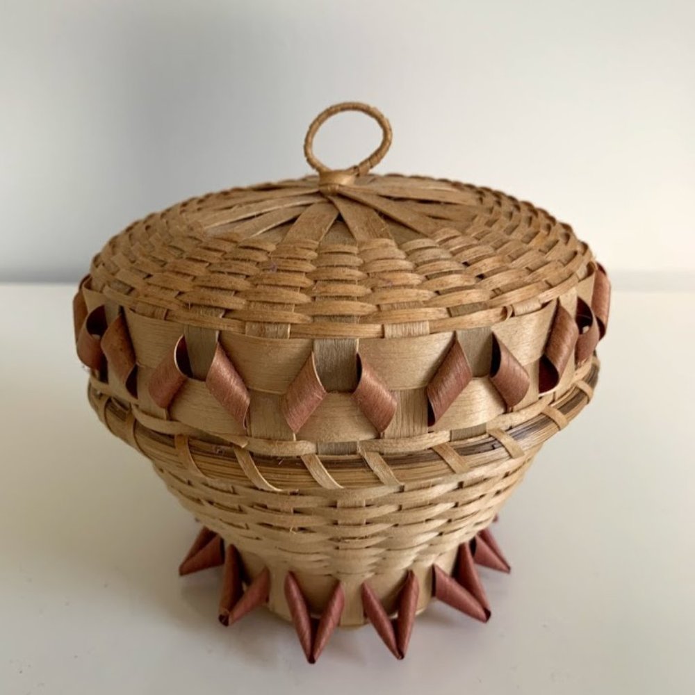 Small Boho Woven Rattan Trinket Box/Basket